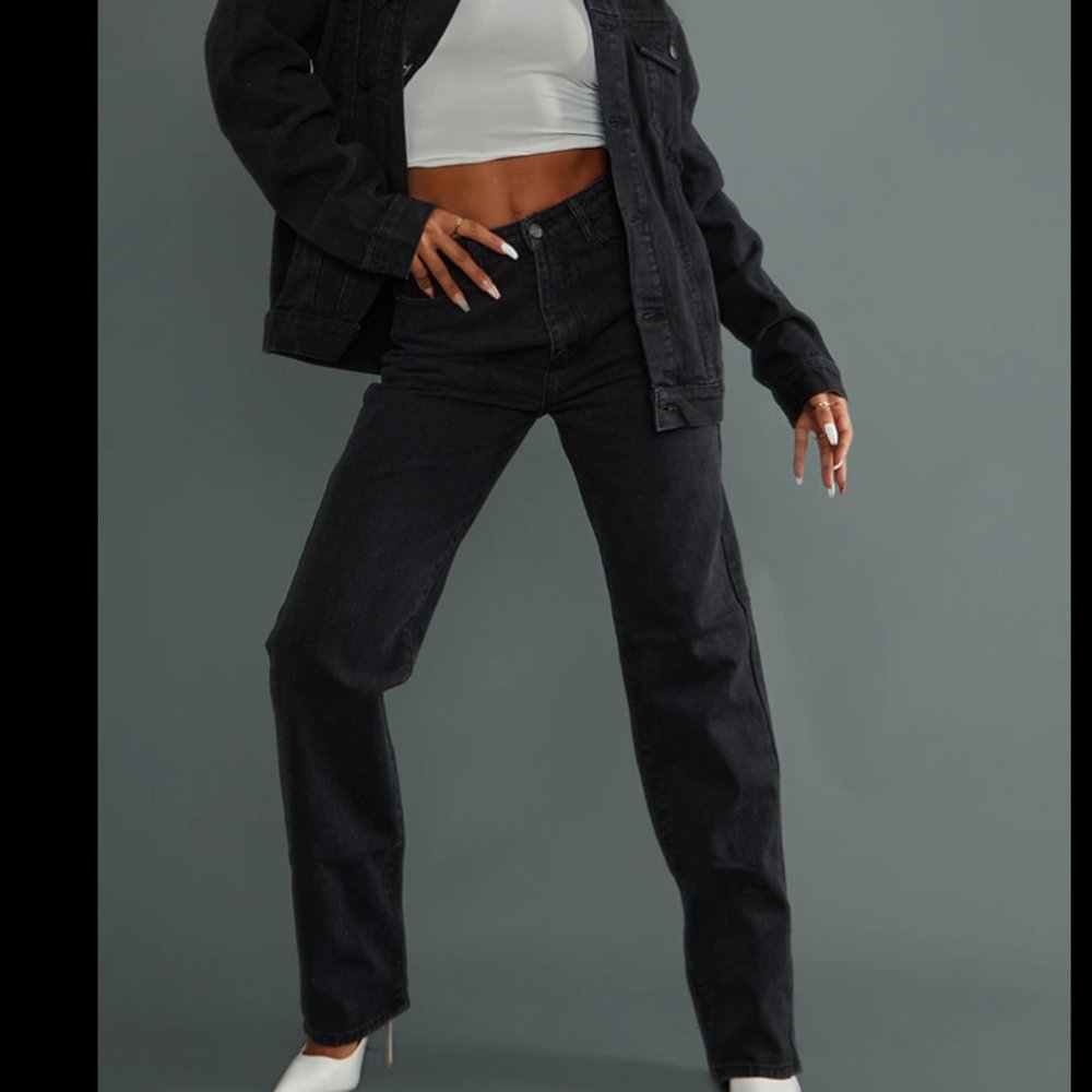 Tall Black Washed straight cut Jeans